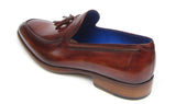 Paul Parkman Men's Hand-Painted Leather Tassel Loafers in Brown