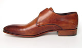 Paul Parkman Men's Side Handsewn Monkstrap Shoes in Tobacco