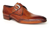 Paul Parkman Men's Side Handsewn Monkstrap Shoes in Tobacco