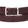 Paul Parkman Men's Croco-Embossed Calfskin Leather Belt in Dark Bordeaux