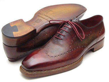 Paul Parkman Men's Goodyear Welted Wingtip Oxfords in Bordeaux & Camel