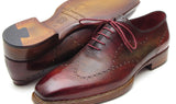 Paul Parkman Men's Goodyear Welted Wingtip Oxfords in Bordeaux & Camel