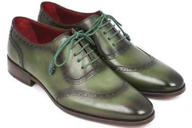 Paul Parkman Men's Hand-Painted Leather Oxfords in Green