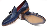 Paul Parkman Men's Hand-Painted Leather Tassel Loafers in Blue