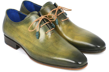 Paul Parkman Men's Hand-Painted Wholecut Leather Oxfords in Antique Green