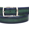 Paul Parkman Men's Hand-Painted Leather Belt in Dual Tone Blue & Green