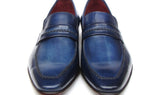 Paul Parkman Men's Hand-Painted Leather Loafers in Navy