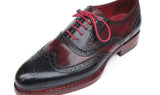 Paul Parkman Men's Leather Wingtip Brogues in Navy & Red