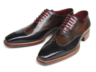Paul Parkman Men's Hand-Painted Leather Wingtip Oxfords in Navy, Red & Black