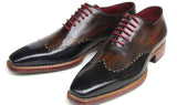 Paul Parkman Men's Hand-Painted Leather Wingtip Oxfords in Navy, Red & Black