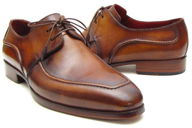 Paul Parkman Men's Hand-Painted Leather Derby Shoes in Brown