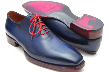 Paul Parkman Men's Goodyear Welted Wholecut Oxfords in Navy Blue