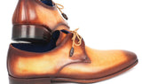 Paul Parkman Men's Hand-Painted Leather Derby Shoes in Brown & Camel