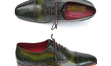 Paul Parkman Men's Side Sewn Leather Captoe Oxfords in Green & Yellow