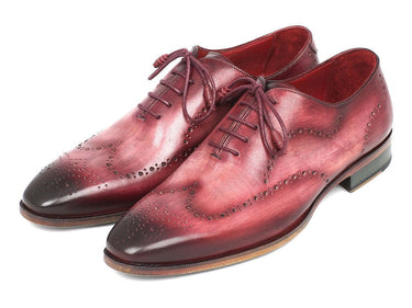 Paul Parkman Men's Hand-Painted Leather Wingtip Oxfords in Burgundy
