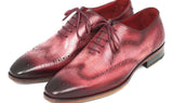 Paul Parkman Men's Hand-Painted Leather Wingtip Oxfords in Burgundy