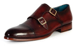 Paul Parkman Men's Leather Double Monkstraps in Dark Brown