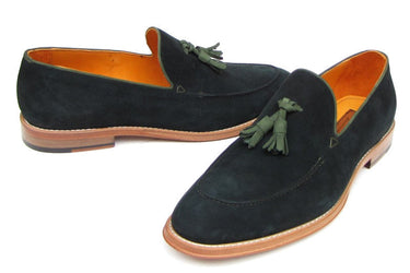Paul Parkman Men's Suede Tassel Loafers in Green