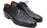 Paul Parkman Men's Croco-Embossed Leather Derby Shoes in Black