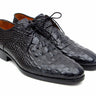 Paul Parkman Men's Croco-Embossed Leather Derby Shoes in Black