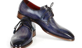Paul Parkman Men's Hand-Painted Leather Derby Shoes in Blue & Navy