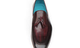 Paul Parkman Men's Hand-Painted Leather Tassel Loafers in Black & Purple