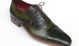 Paul Parkman Men's Side Sewn Leather Captoe Oxfords in Green & Yellow
