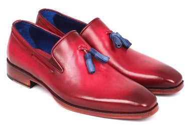 Paul Parkman Men's Leather Tassel Loafers in Burgundy
