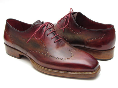 Paul Parkman Men's Goodyear Welted Wingtip Oxfords in Bordeaux & Camel