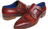 Paul Parkman Men's Leather Double Monkstraps in Burgundy