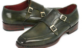 Paul Parkman Men's Goodyear Welted Double Monkstraps in Green