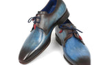Paul Parkman Men's Hand-Painted Leather Derby Shoes in Blue & Brown