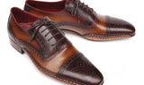 Paul Parkman Men's Hand-Painted Leather Captoe Oxfords in Brown