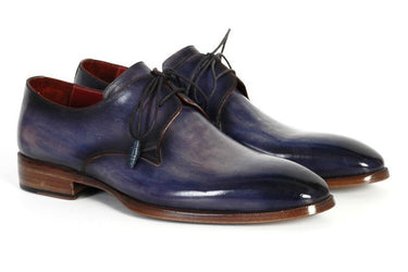 Paul Parkman Men's Hand-Painted Leather Derby Shoes in Blue & Navy