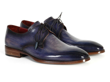Paul Parkman Men's Hand-Painted Leather Derby Shoes in Blue & Navy