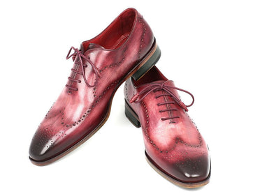 Paul Parkman Men's Hand-Painted Leather Wingtip Oxfords in Burgundy