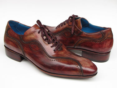 Paul Parkman Men's Hand-Painted, Handmade Lace-Up Casual Shoes in Brown