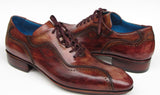 Paul Parkman Men's Hand-Painted, Handmade Lace-Up Casual Shoes in Brown