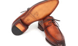 Paul Parkman Men's Hand-Painted Leather Apron Derby Shoes in Brown