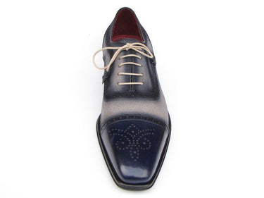 Paul Parkman Men's Hand-Painted Suede Captoe Oxfords in Navy & Beige
