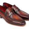 Paul Parkman Men's Hand-Painted Leather Penny Loafers in Bordeaux and Brown