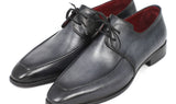 Paul Parkman Men's Hand-Painted Leather Apron Derby Shoes in Gray & Black