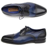 Paul Parkman Men's Hand-Painted Leather Derby Shoes in Parliament Blue & Navy in #color_