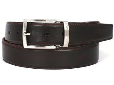 Paul Parkman Men's Hand-Painted Leather Belt in Dark Brown