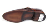 Paul Parkman Men's Hand-Painted Leather Wingtip Monkstrap Brogues in Brown