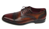 Paul Parkman Men's Hand-Painted Leather Derby Shoes in Bordeaux & Tobacco