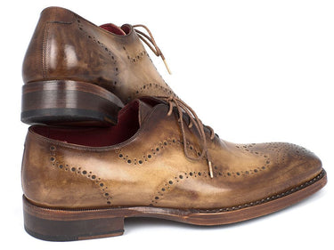 Paul Parkman Men's Goodyear Welted Wingtip Oxfords in Antique Olive