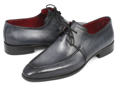 Paul Parkman Men's Hand-Painted Leather Apron Derby Shoes in Gray & Black