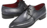 Paul Parkman Men's Hand-Painted Leather Apron Derby Shoes in Gray & Black