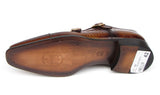 Paul Parkman Men's Croco-Embossed Leather Double Monkstraps in Brown